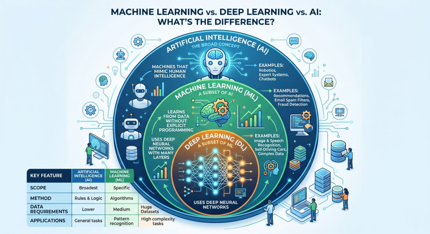 Machine Learning vs. Deep Learning vs. AI: What's the Difference?