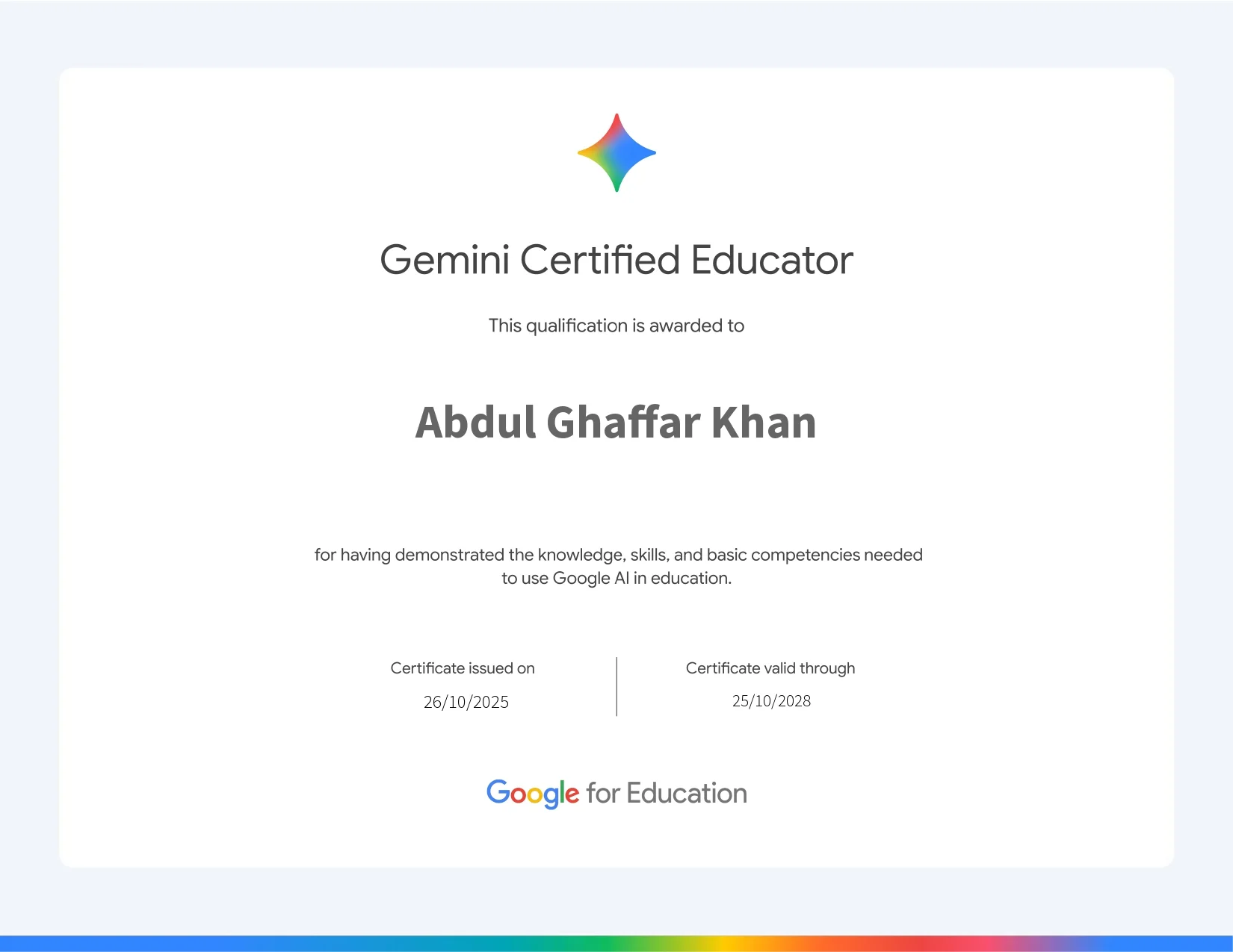 Abdul Ghaffar Khan — Digital Marketing Certification from Market Motive USA