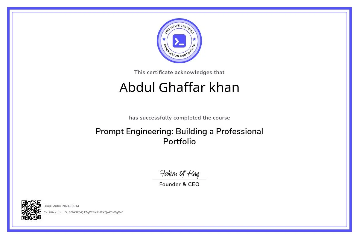 Abdul Ghaffar Khan — Google AI Professional Certification